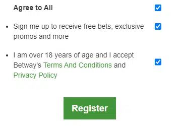 betway sign up code terms and conditions