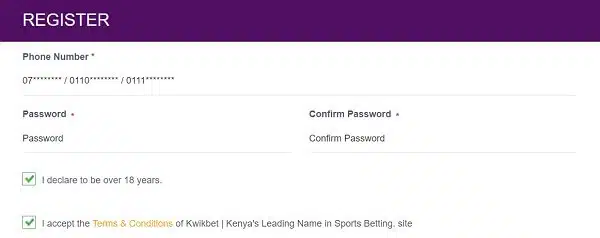 KwikBet Kenya Registration