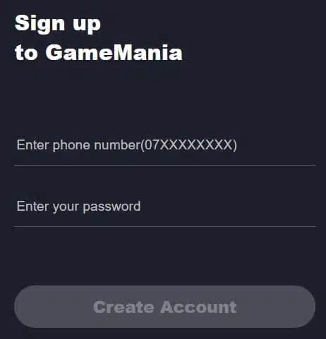 GameMania Sign Up
