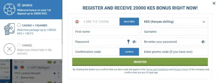 1xbet registration review