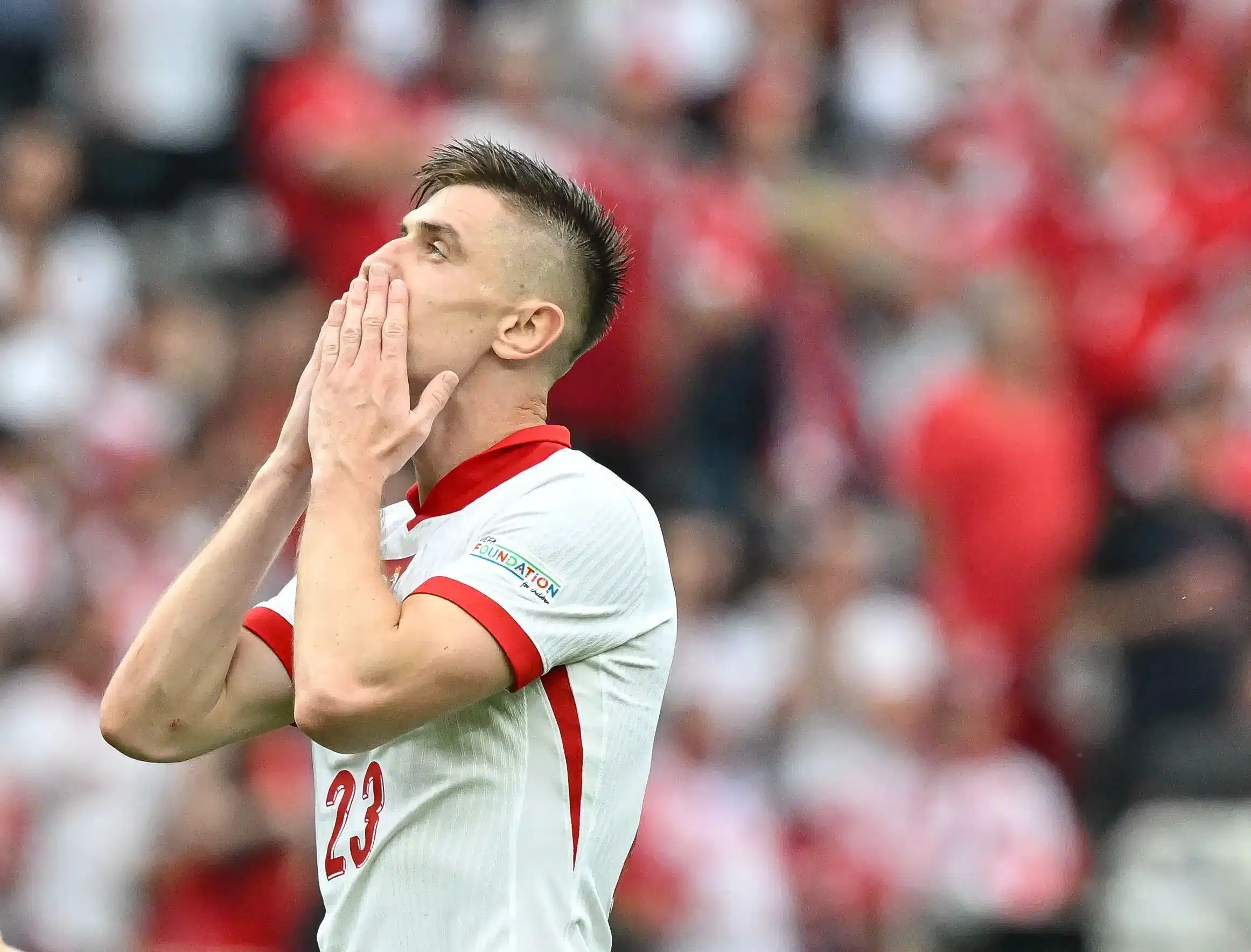 Krzysztof Piatek reacts during the UEFA Euro 2024 Group D match