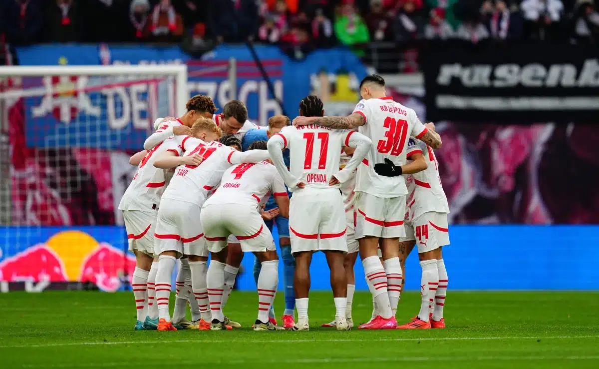 RB Leipzig team during a 1. Bundesliga game, RB Leipzig vs Werder Bremen, at Red Bull Arena, Leipzig