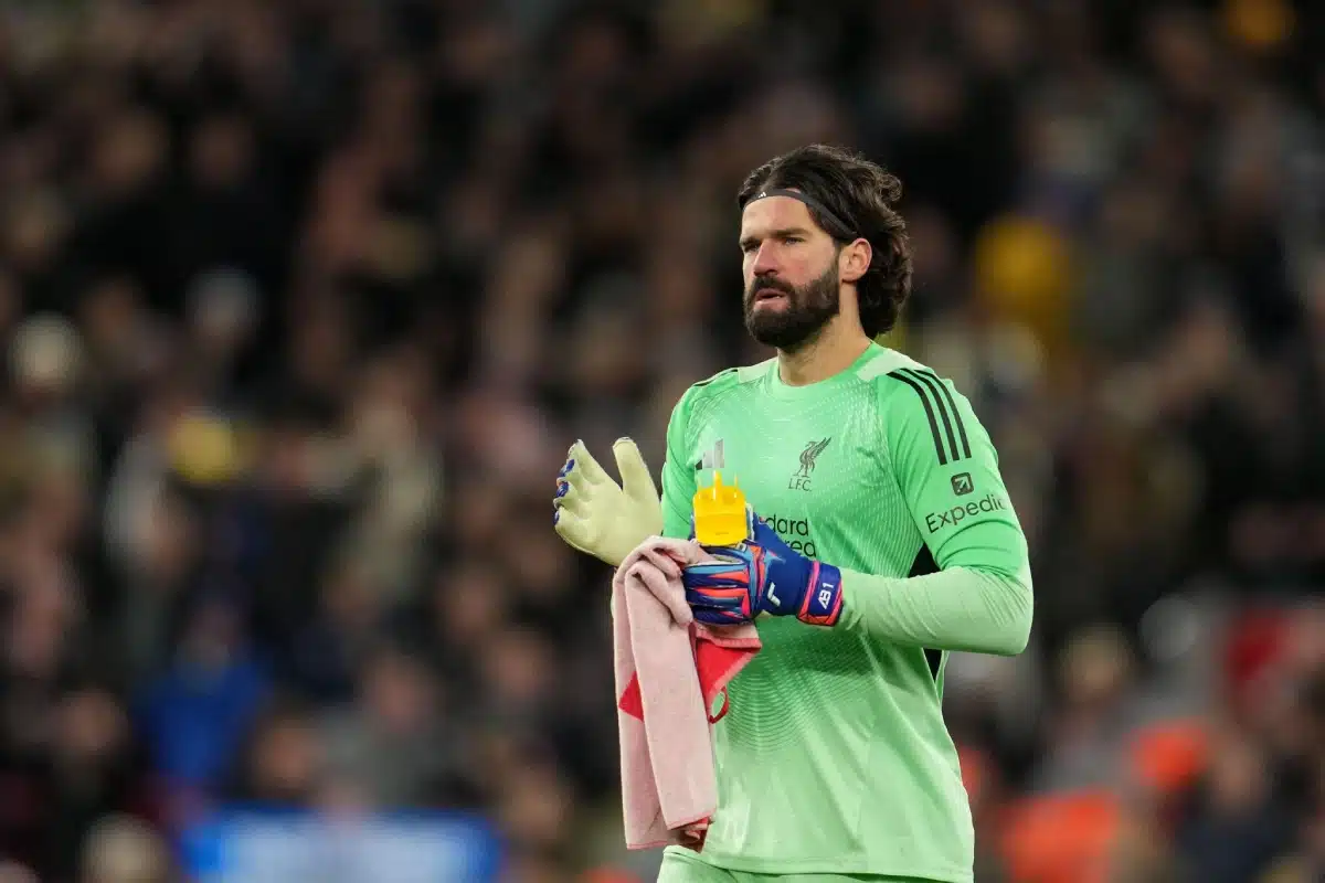 Liverpool's goalkeeper Alisson leaves the field, 2026
