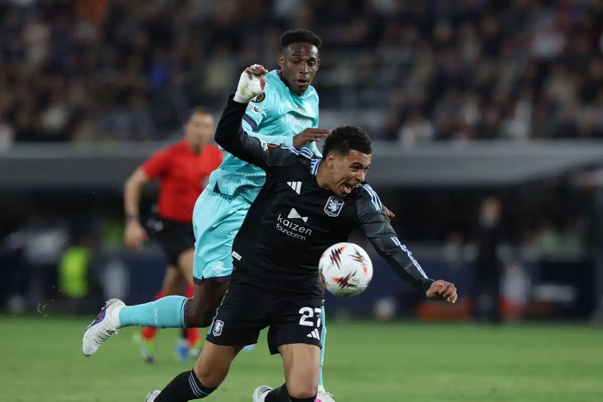 Morgan Rogers of Aston Villa during the UEFA Europa League 2025/26 Quarter-Final Leg One match, 9 April 2026