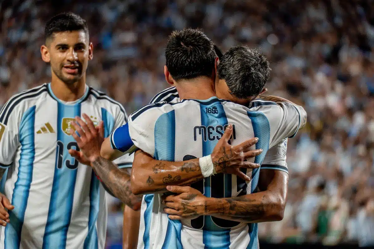 Argentina national team players celebrate during the World Cup 2026 match between Argentina and Algeria, 17 June 2026