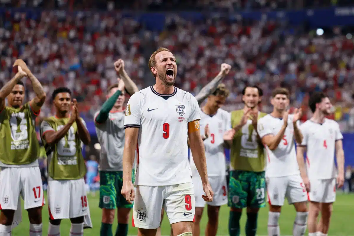 Harry Kane of England celebrates with team mates after winning the World Cup 2026 Round Of 32 match between England and Congo DR, 1 July 2026
